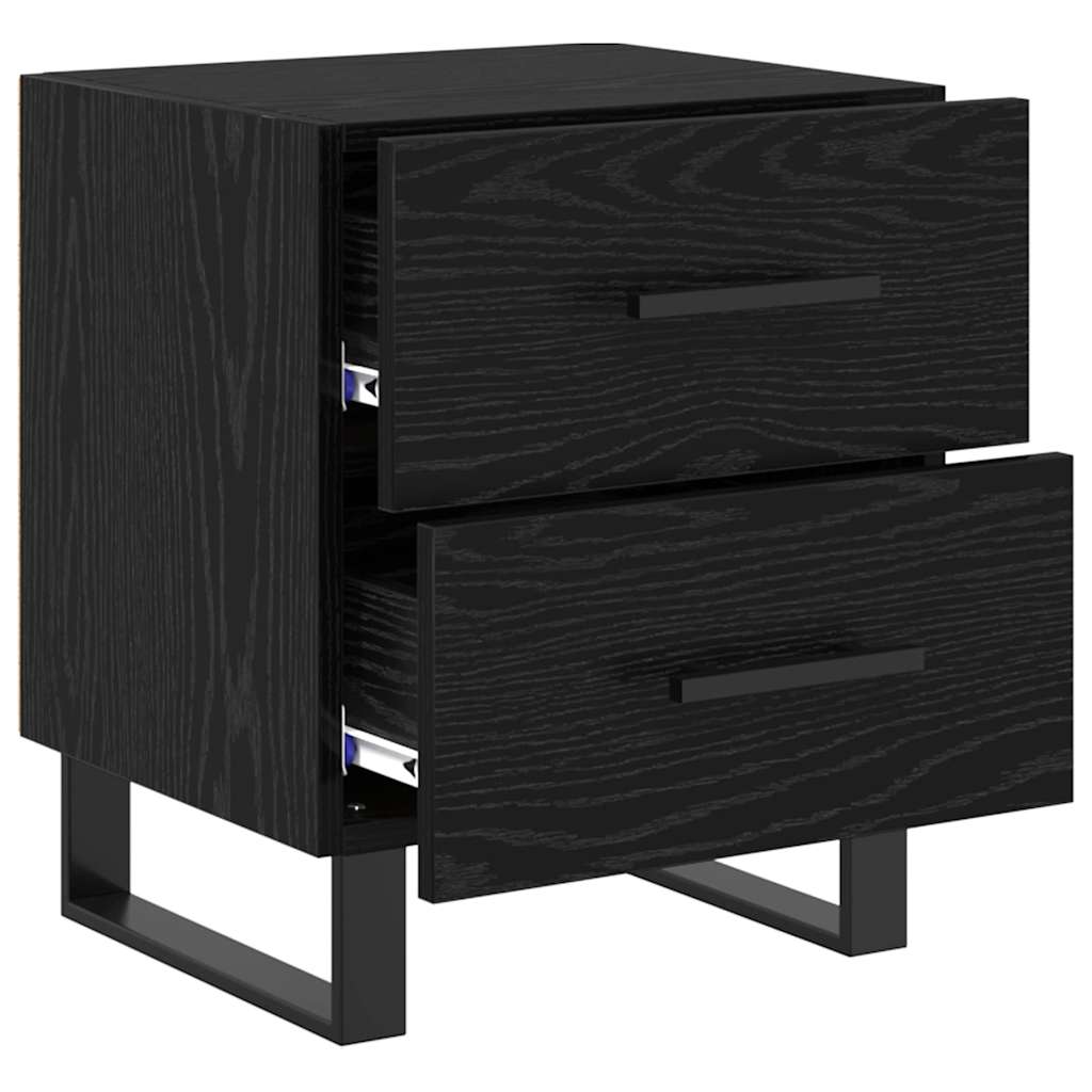 Bedside Cabinet with Drawer 2 pcs Black Oak 40 x 35 x 47.5 cm