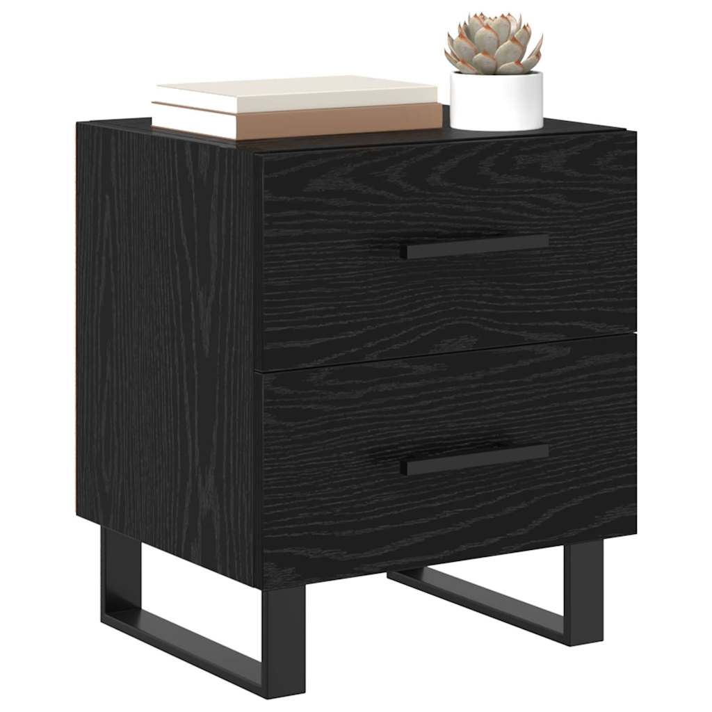 Bedside Cabinet with Drawer 2 pcs Black Oak 40 x 35 x 47.5 cm