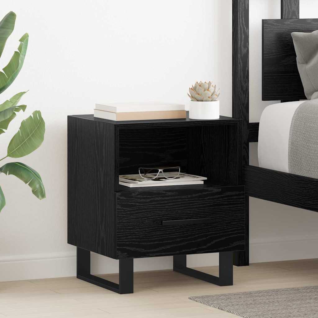 Bedside Cabinet Black Oak 40 x 35 x 47.5 cm Engineered Wood