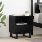 Bedside Cabinet with Drawer 2 pcs Black Oak 40 x 35 x 47.5 cm