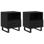 Bedside Cabinet with Drawer 2 pcs Black Oak 40 x 35 x 47.5 cm