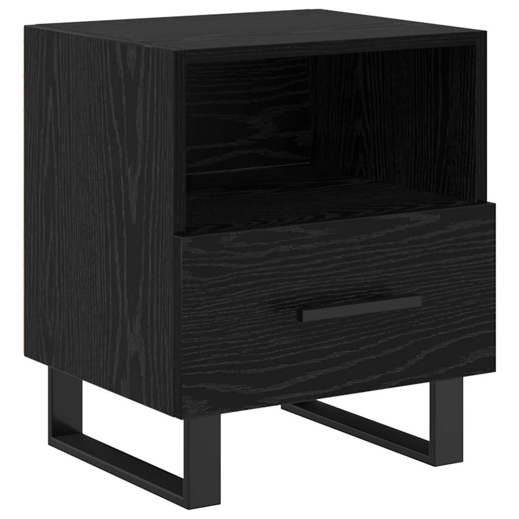 Bedside Cabinet with Drawer 2 pcs Black Oak 40 x 35 x 47.5 cm