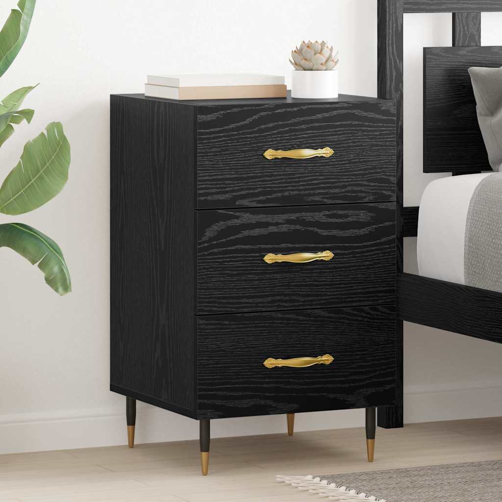 Bedside Cabinet Black Oak 40 x 40 x 66 cm Engineered Wood