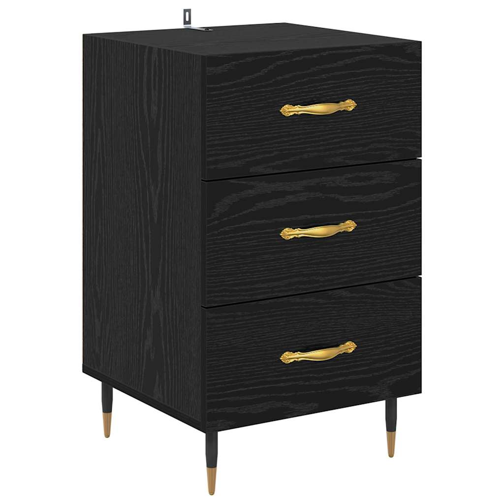 Bedside Cabinet Black Oak 40 x 40 x 66 cm Engineered Wood