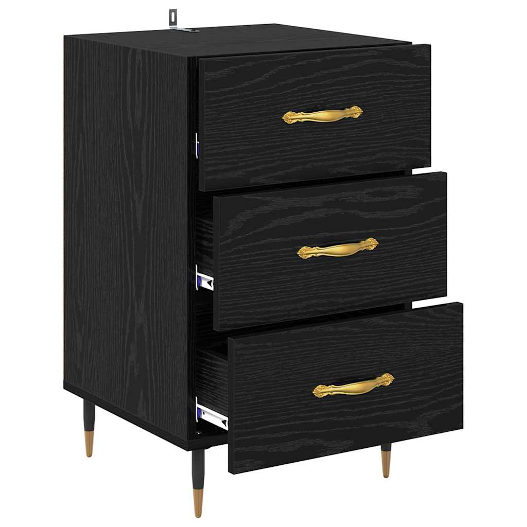 Bedside Cabinet Black Oak 40 x 40 x 66 cm Engineered Wood
