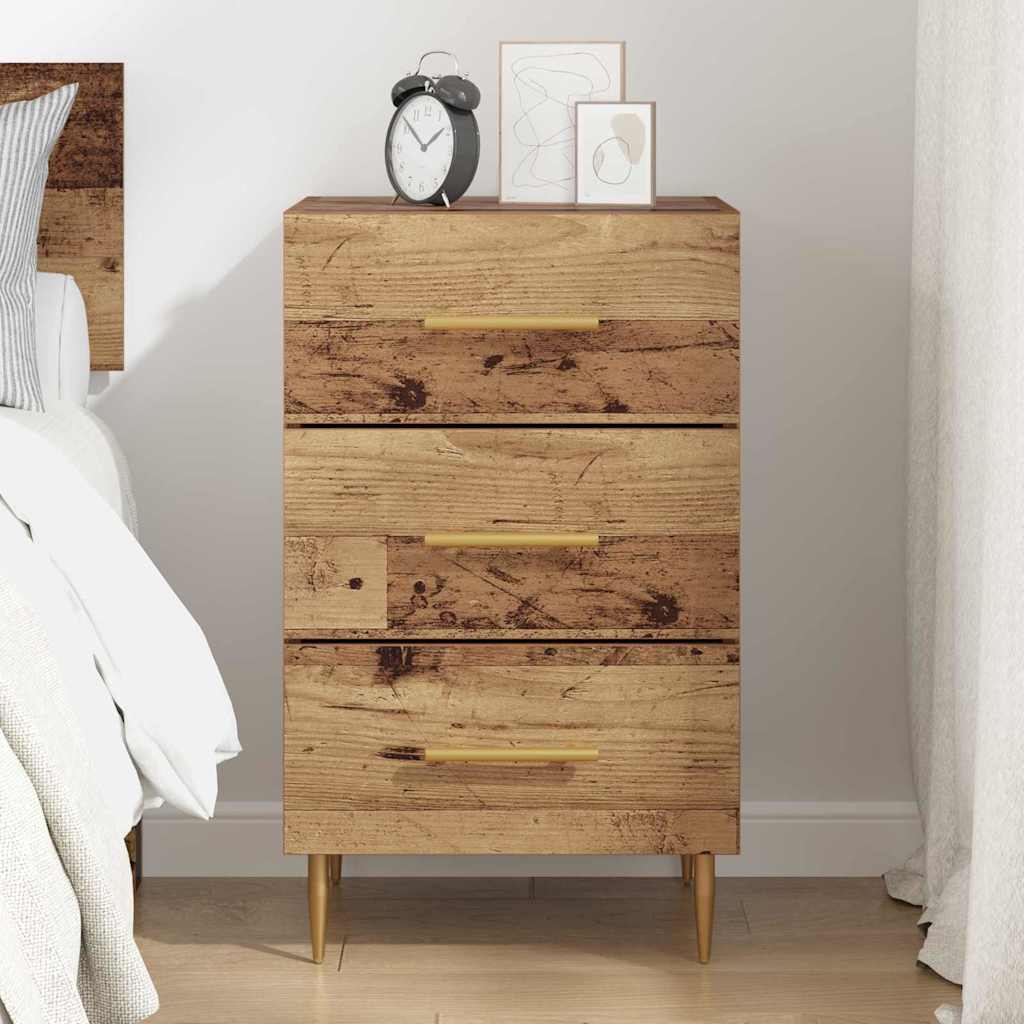 Bedside Cabinet with Drawer Old Wood 40 x 40 x 66 cm Engineered Wood