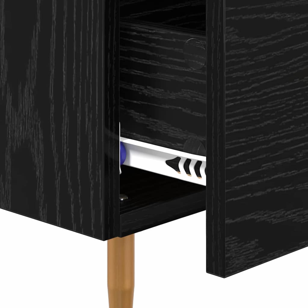 Bedside Cabinet with Drawer Black Oak 40 x 40 x 66 cm Engineered Wood