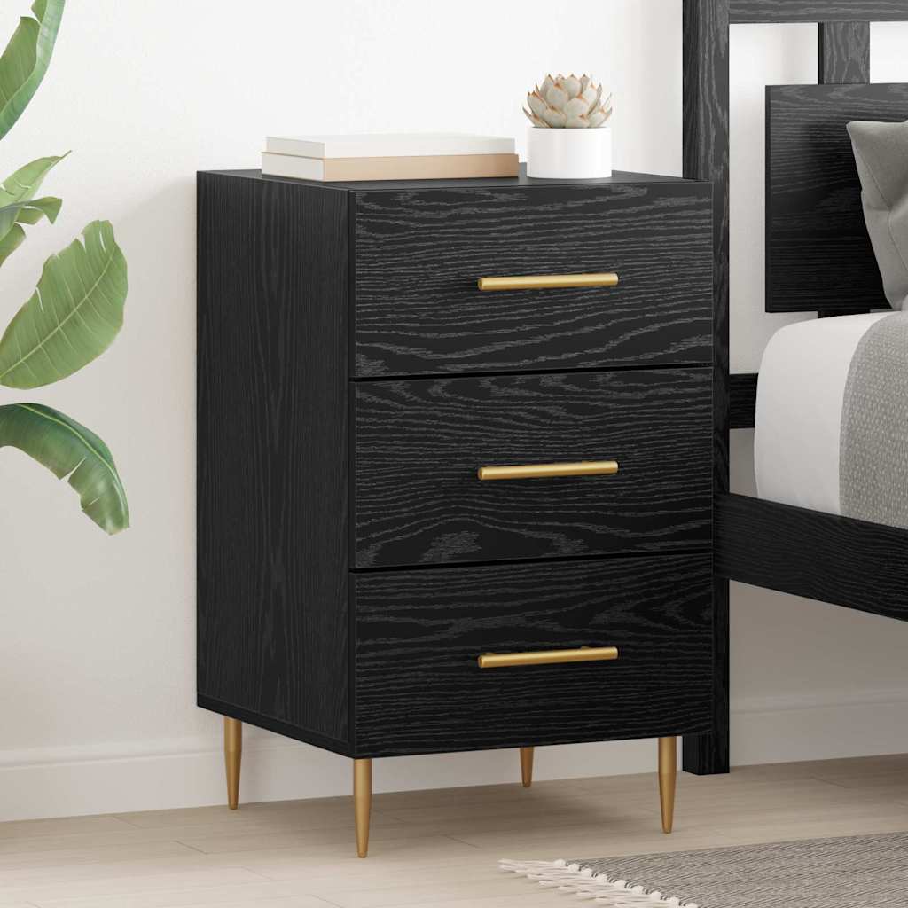 Bedside Cabinet with Drawer Black Oak 40 x 40 x 66 cm Engineered Wood