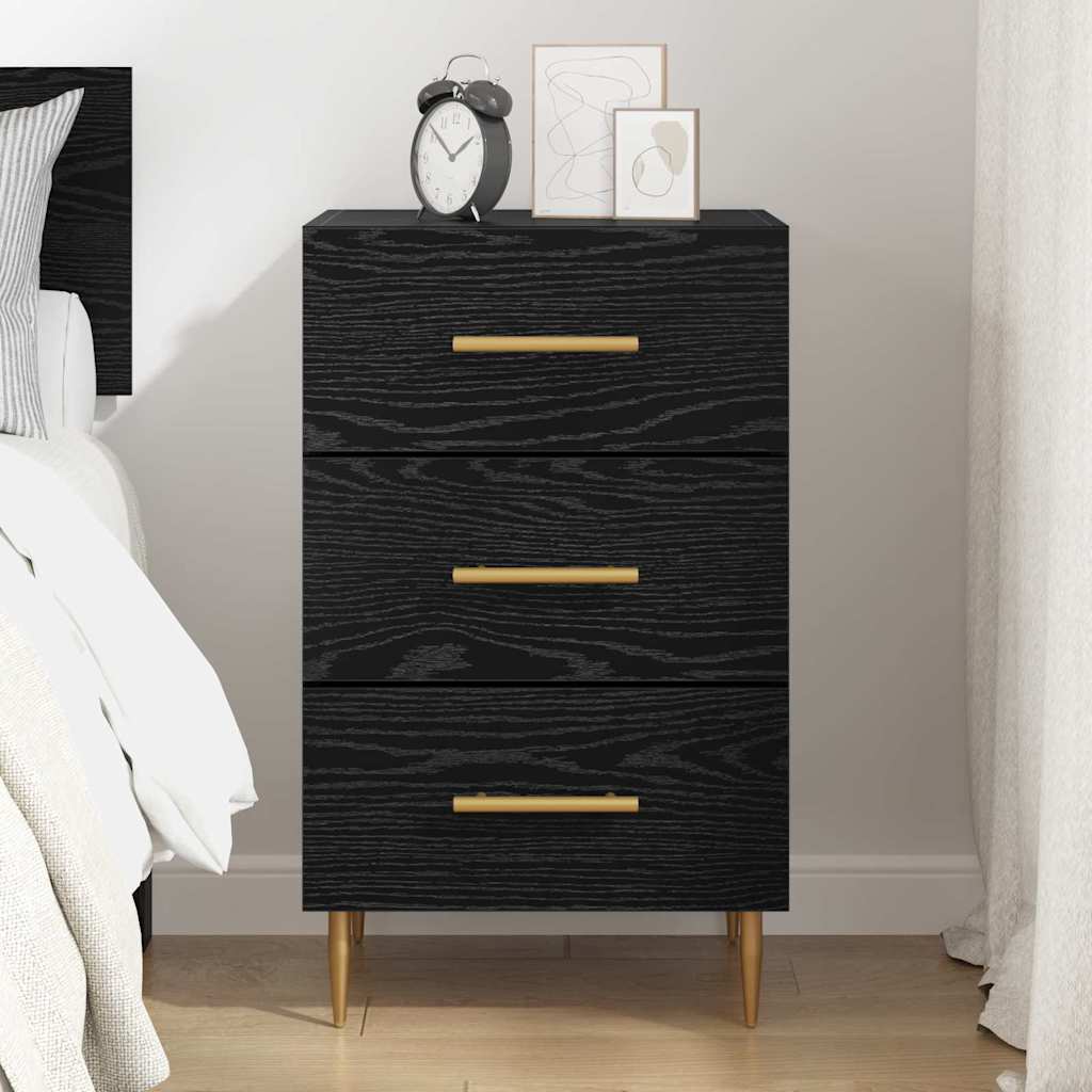 Bedside Cabinet with Drawer Black Oak 40 x 40 x 66 cm Engineered Wood