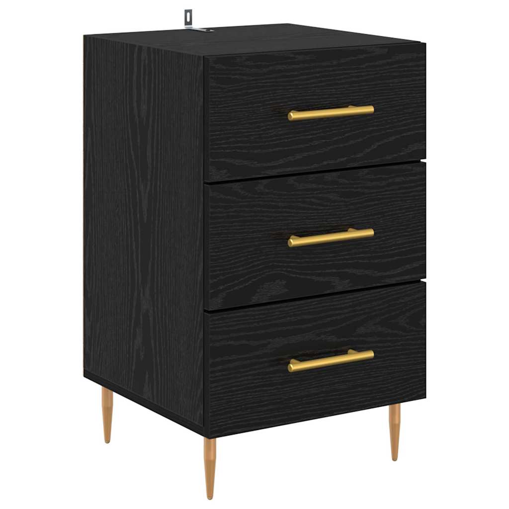 Bedside Cabinet with Drawer Black Oak 40 x 40 x 66 cm Engineered Wood