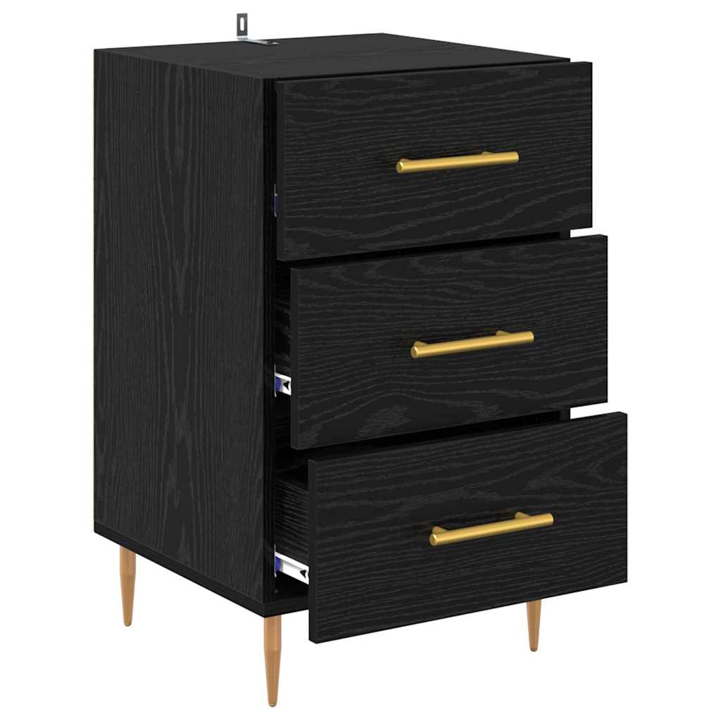 Bedside Cabinet with Drawer Black Oak 40 x 40 x 66 cm Engineered Wood