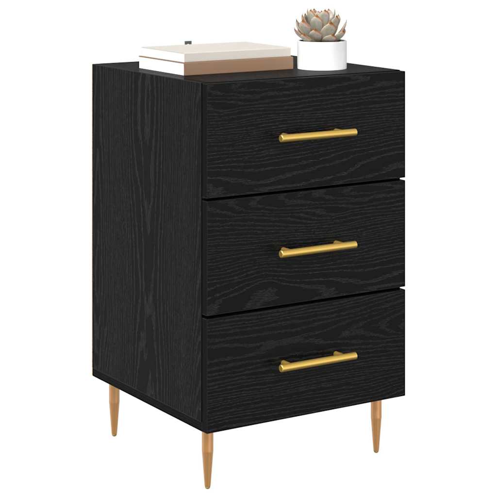 Bedside Cabinet with Drawer Black Oak 40 x 40 x 66 cm Engineered Wood