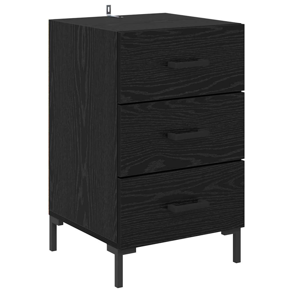 Bedside Cabinet Black Oak 40 x 40 x 66 cm Engineered Wood