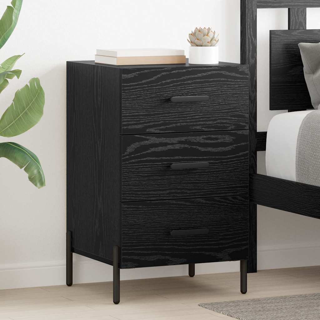 Bedside Cabinet Black Oak 40 x 40 x 66 cm Engineered Wood