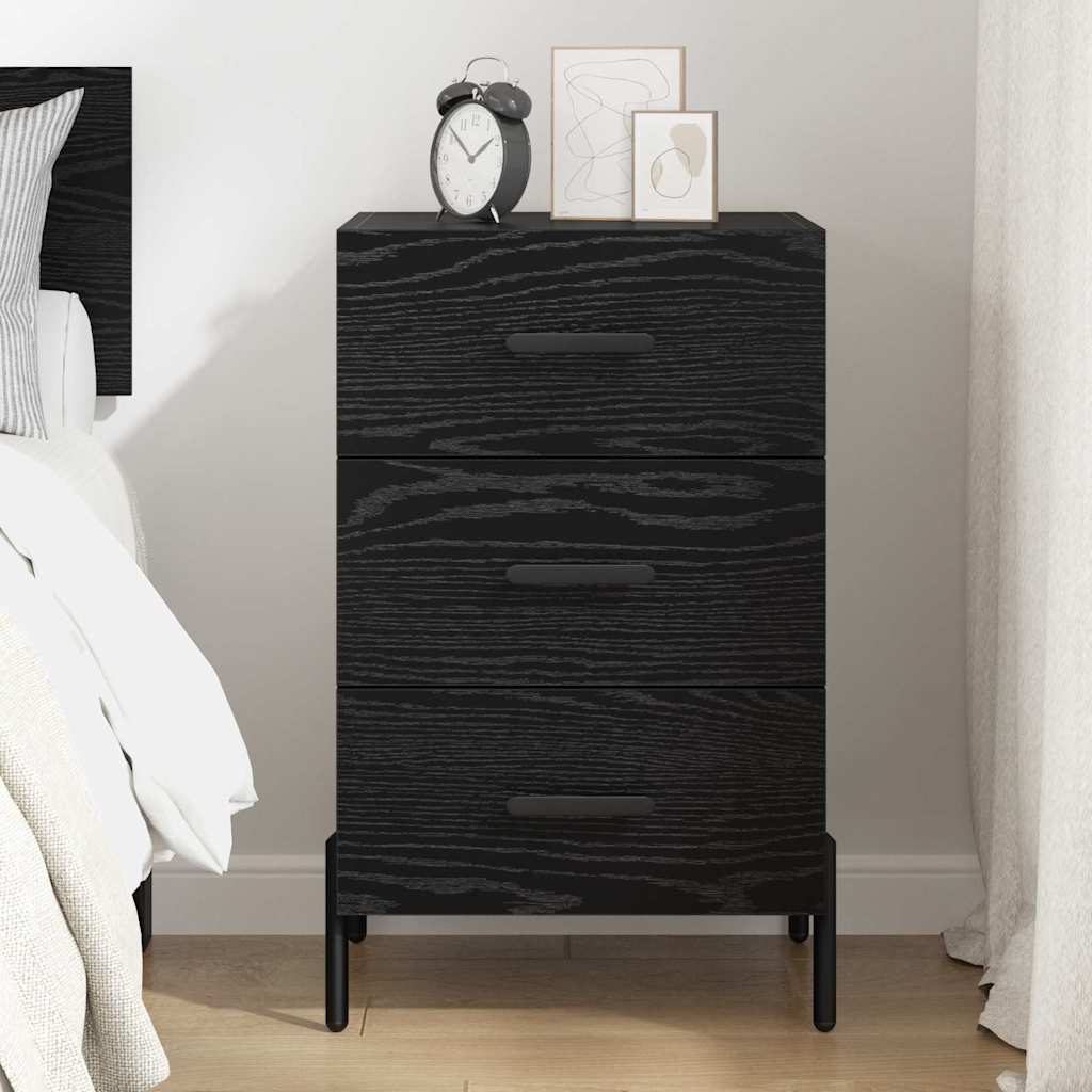 Bedside Cabinet Black Oak 40 x 40 x 66 cm Engineered Wood
