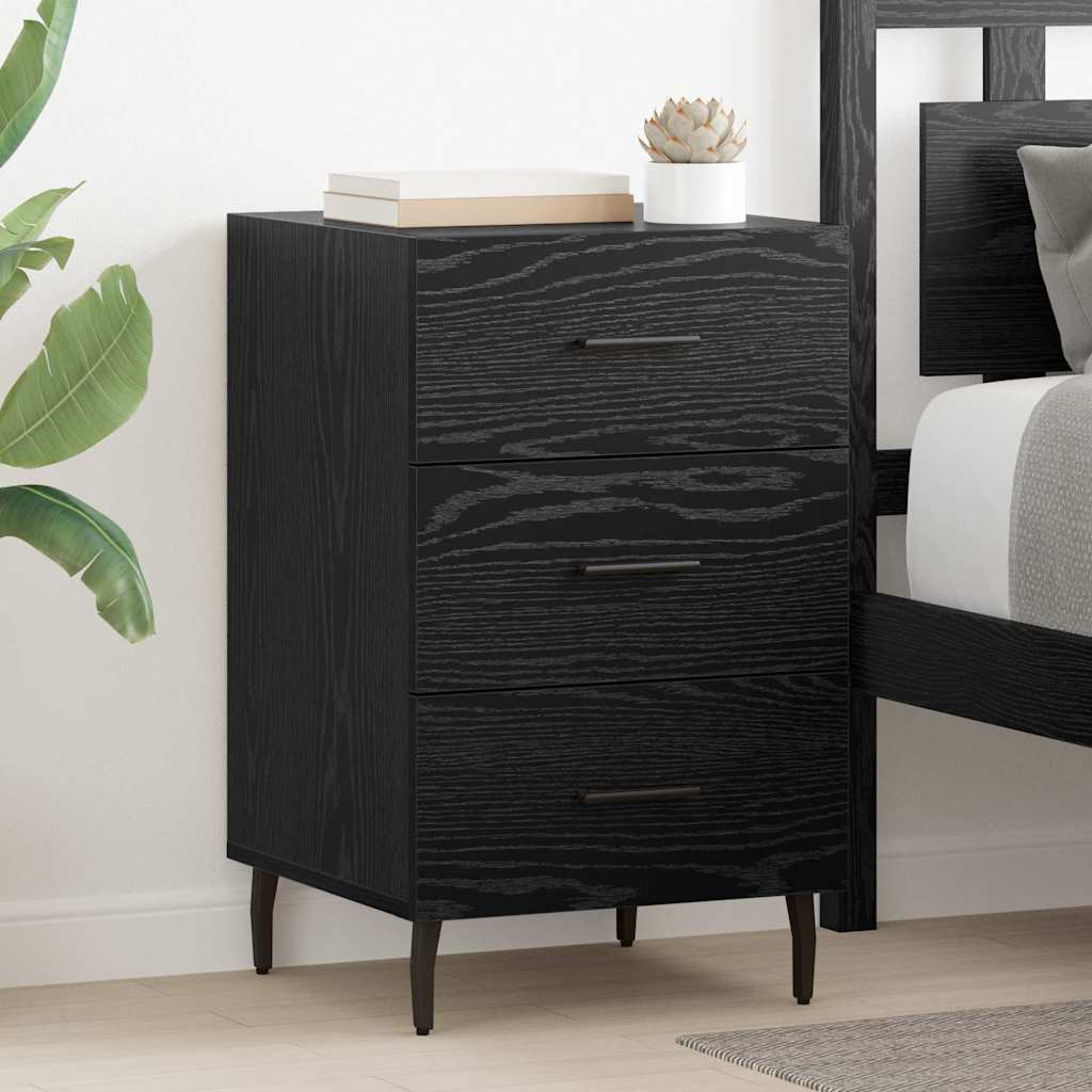 Bedside Cabinet Black Oak 40 x 40 x 66 cm Engineered Wood