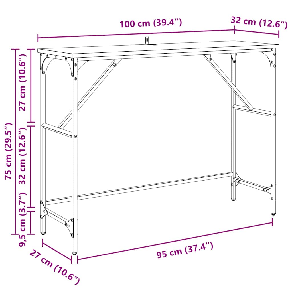 Console Table Black Oak 100 x 32 x 75 cm Engineered Wood