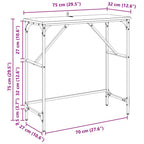 Console Table Black Oak 75 x 32 x 75 cm Engineered Wood