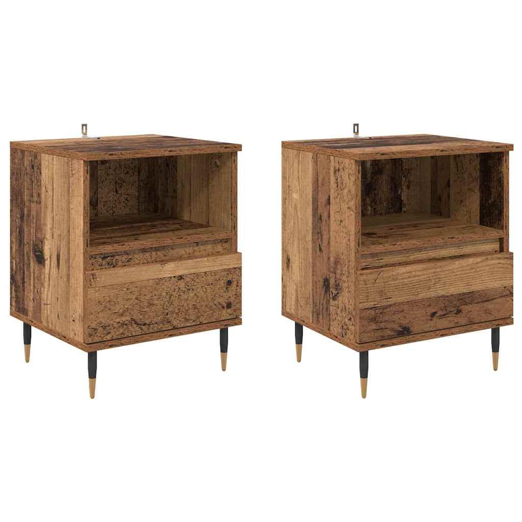 Bedside Cabinet 2 pcs Old Wood 40 x 35 x 50 cm Engineered Wood