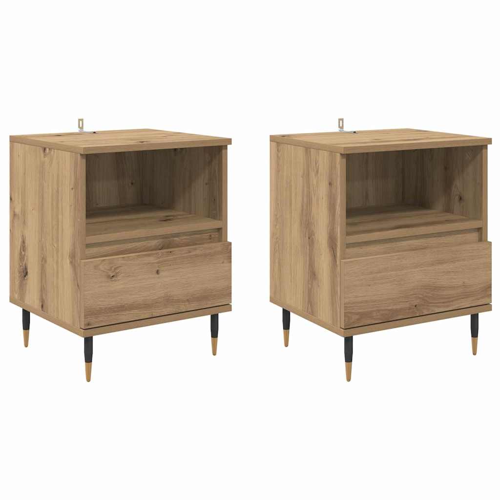 Bedside Cabinet with Drawer 2 pcs Artisan Oak 40 x 35 x 50 cm
