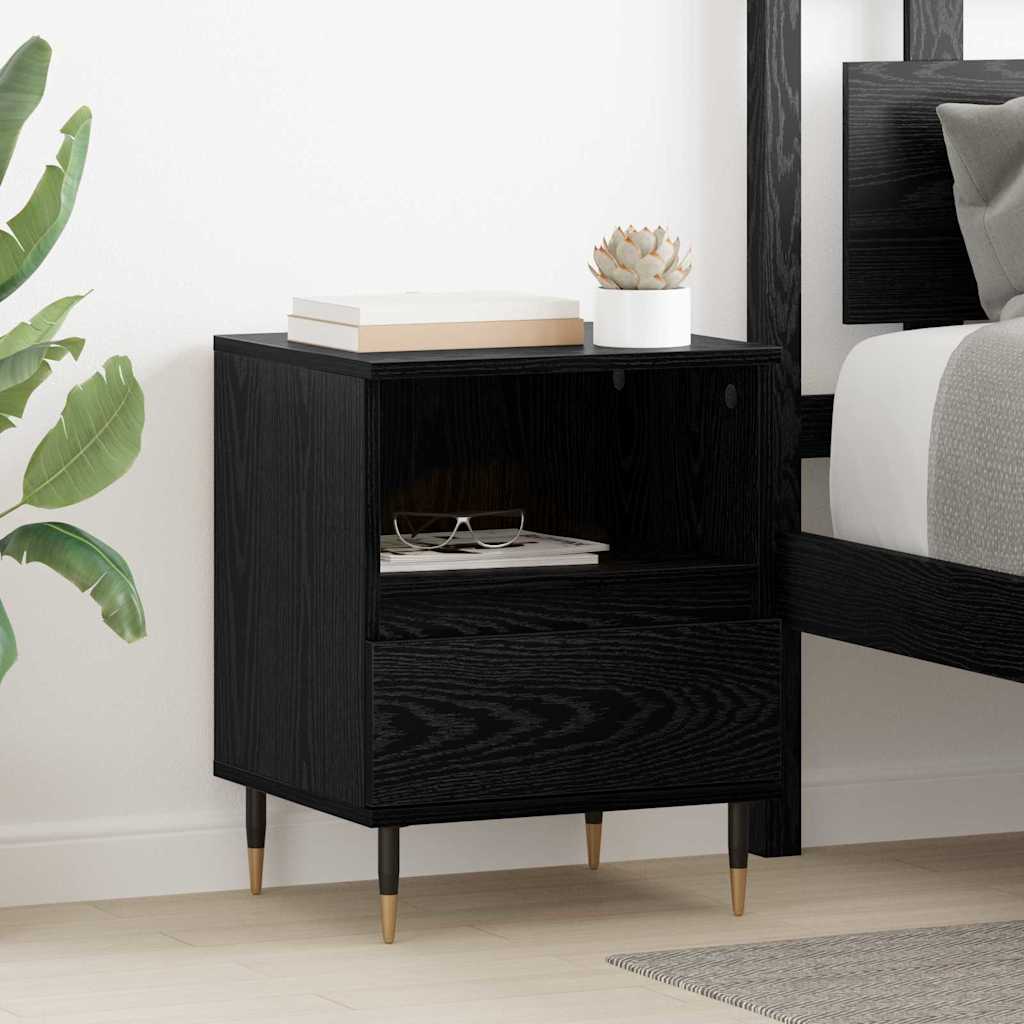 Bedside Cabinet 2 pcs Black Oak 40 x 35 x 50 cm Engineered Wood