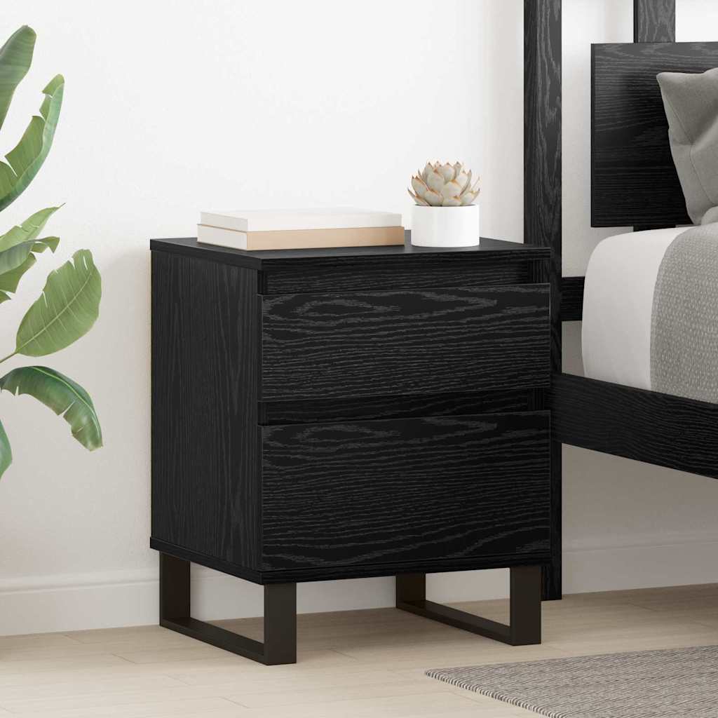 Bedside Cabinet 2 pcs Black Oak 40 x 35 x 50 cm Engineered Wood