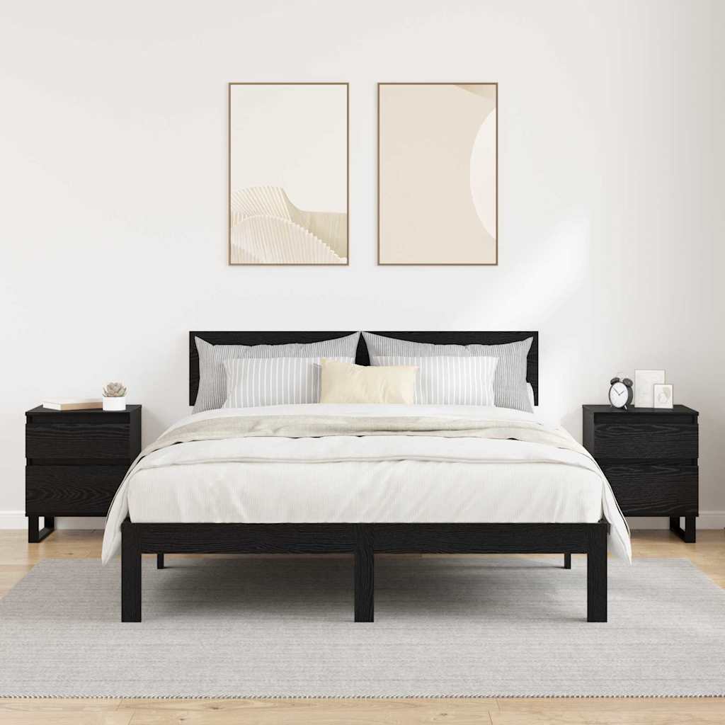 Bedside Cabinet 2 pcs Black Oak 40 x 35 x 50 cm Engineered Wood