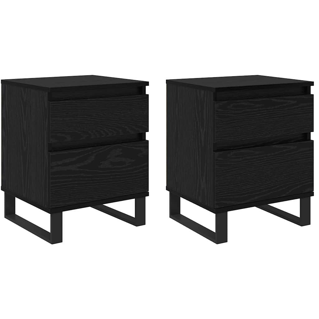 Bedside Cabinet 2 pcs Black Oak 40 x 35 x 50 cm Engineered Wood