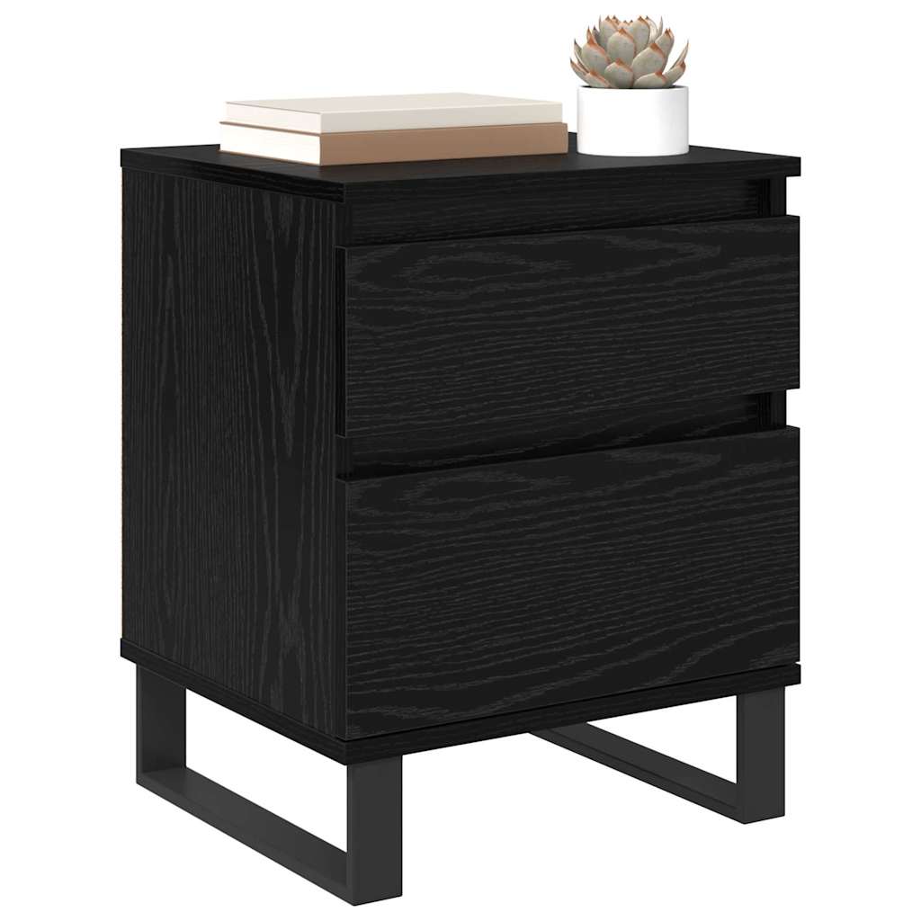 Bedside Cabinet 2 pcs Black Oak 40 x 35 x 50 cm Engineered Wood
