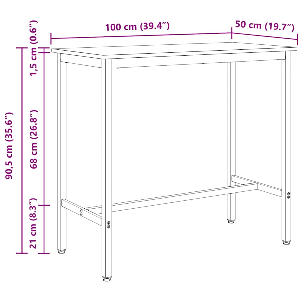 Table Artisan Oak 100 x 50 x 90.5 cm Engineered Wood and Steel