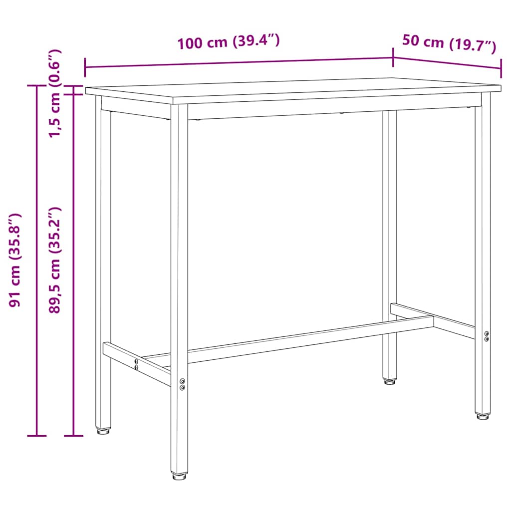 Table White 100 x 50 x 91 cm Engineered Wood and Steel