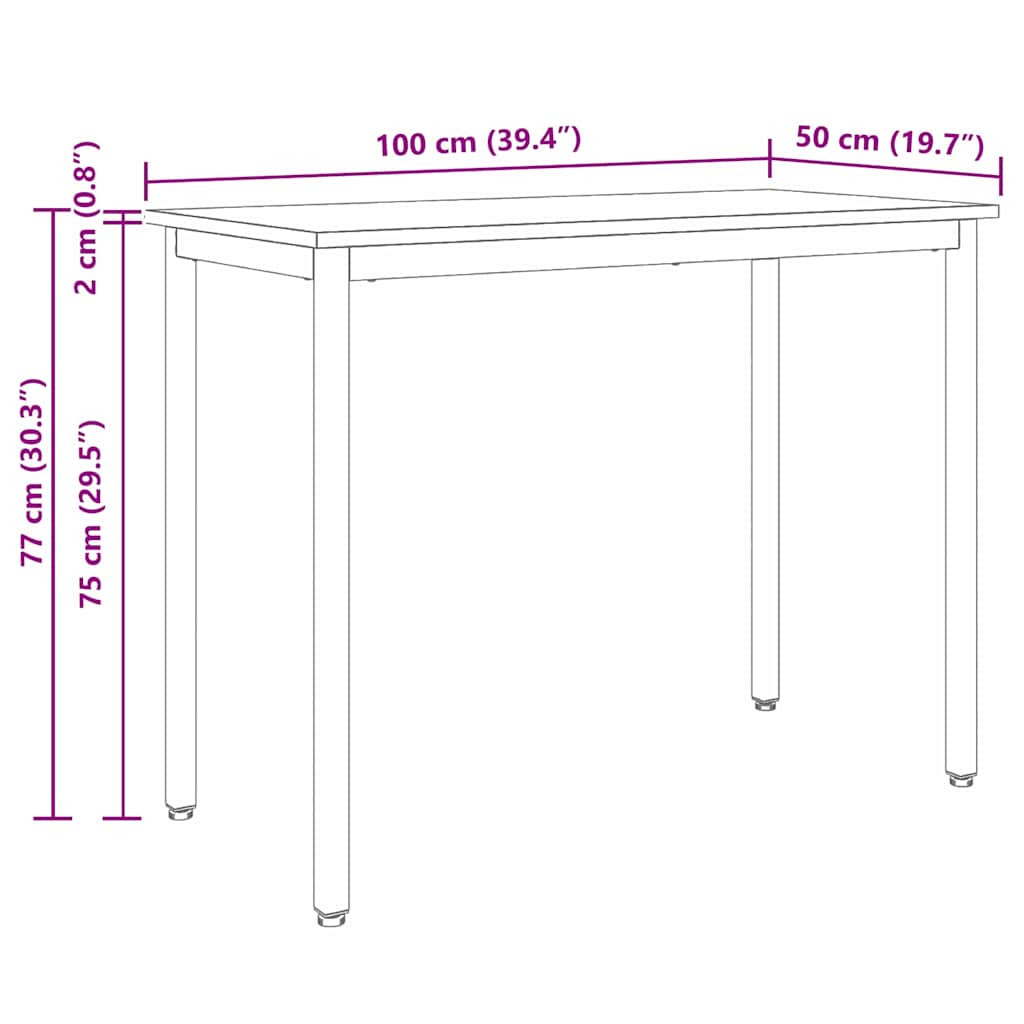 Table White 100 x 50 x 77 cm Engineered Wood and Steel