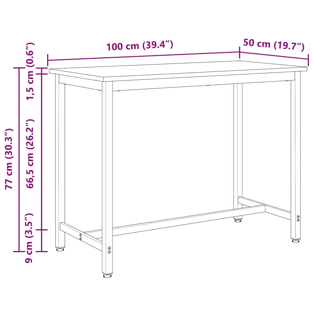 Table White 100 x 50 x 77 cm Engineered Wood and Steel