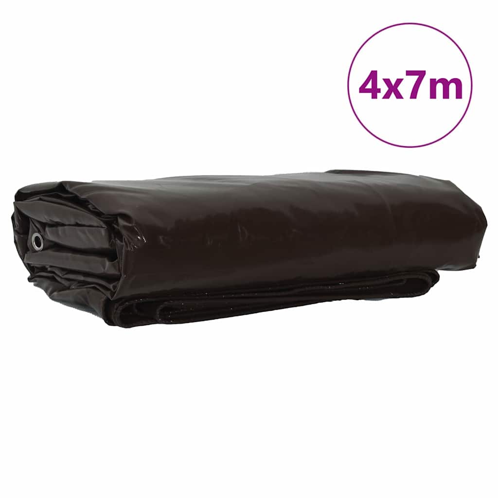 Tarpaulin 650g / m² Brown 4 x 7 m Canvas with PVC Coating