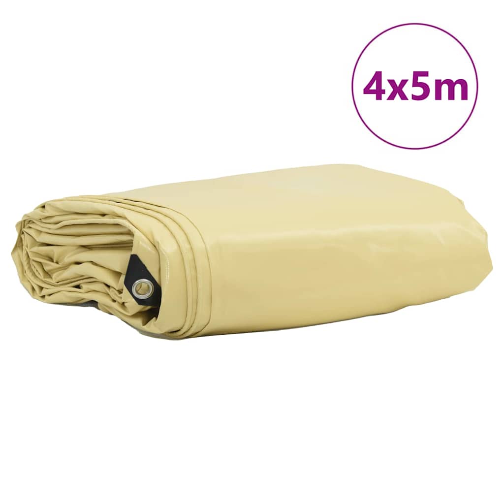 Tarpaulin 650g / m² Beige 4 x 5 m Canvas with PVC Coating