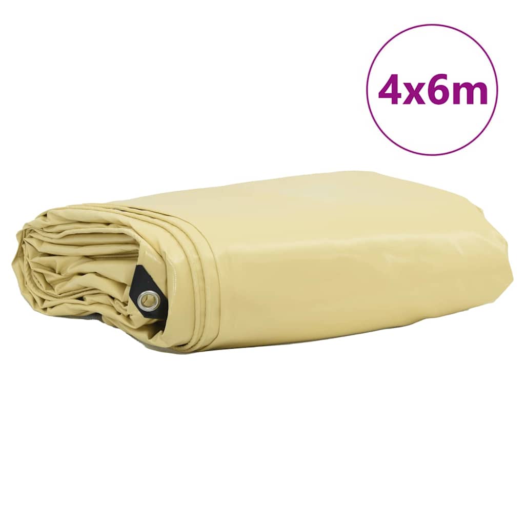 Tarpaulin 650g / m² Beige 4 x 6 m Canvas with PVC Coating