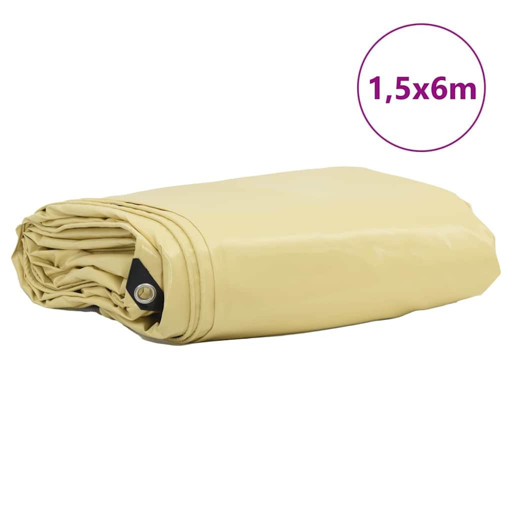 Tarpaulin 650g / m² Beige 1.5 x 6 m Canvas with PVC Coating