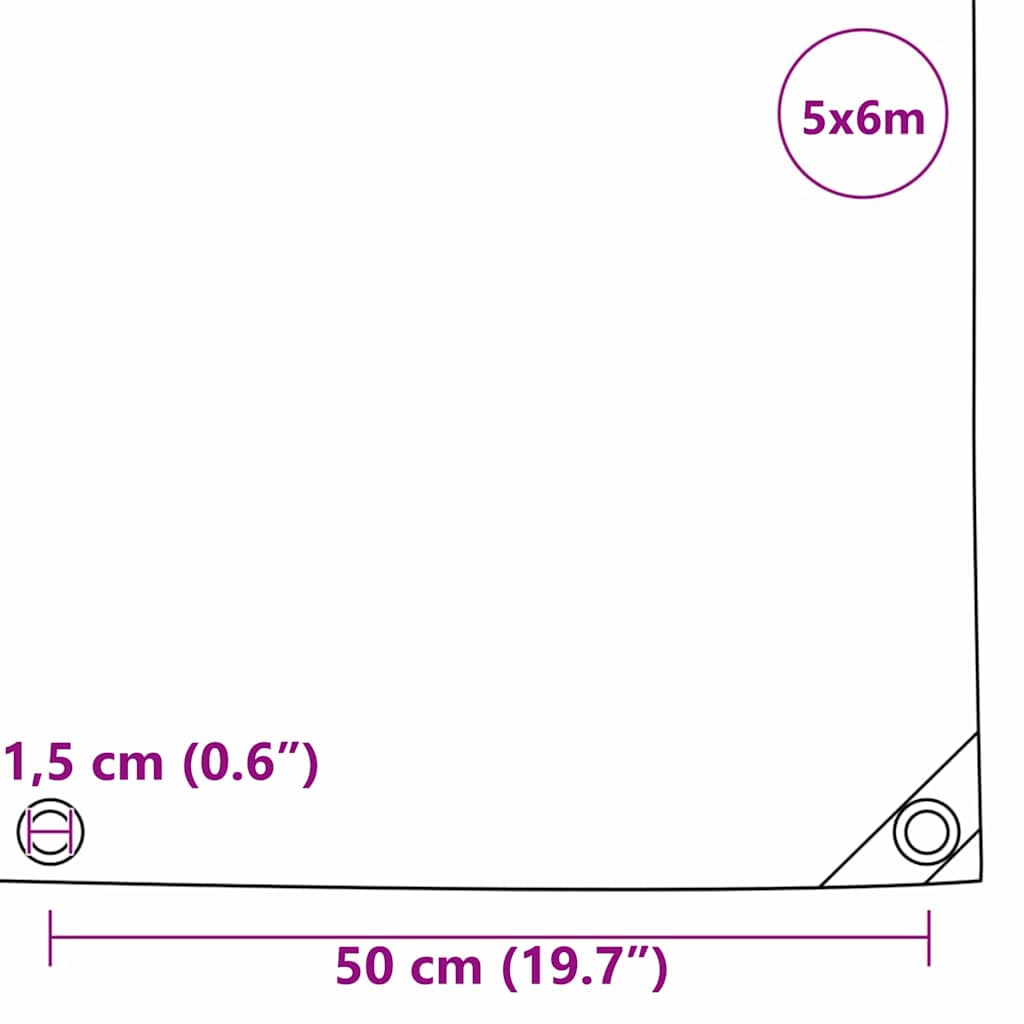 Tarpaulin 650g / m² Beige 5 x 6 m Canvas with PVC Coating