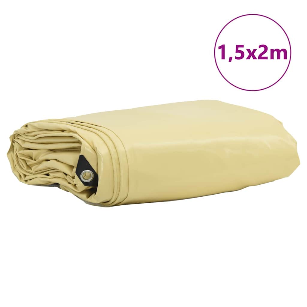 Tarpaulin 650g / m² Beige 1.5 x 2 m Canvas with PVC Coating