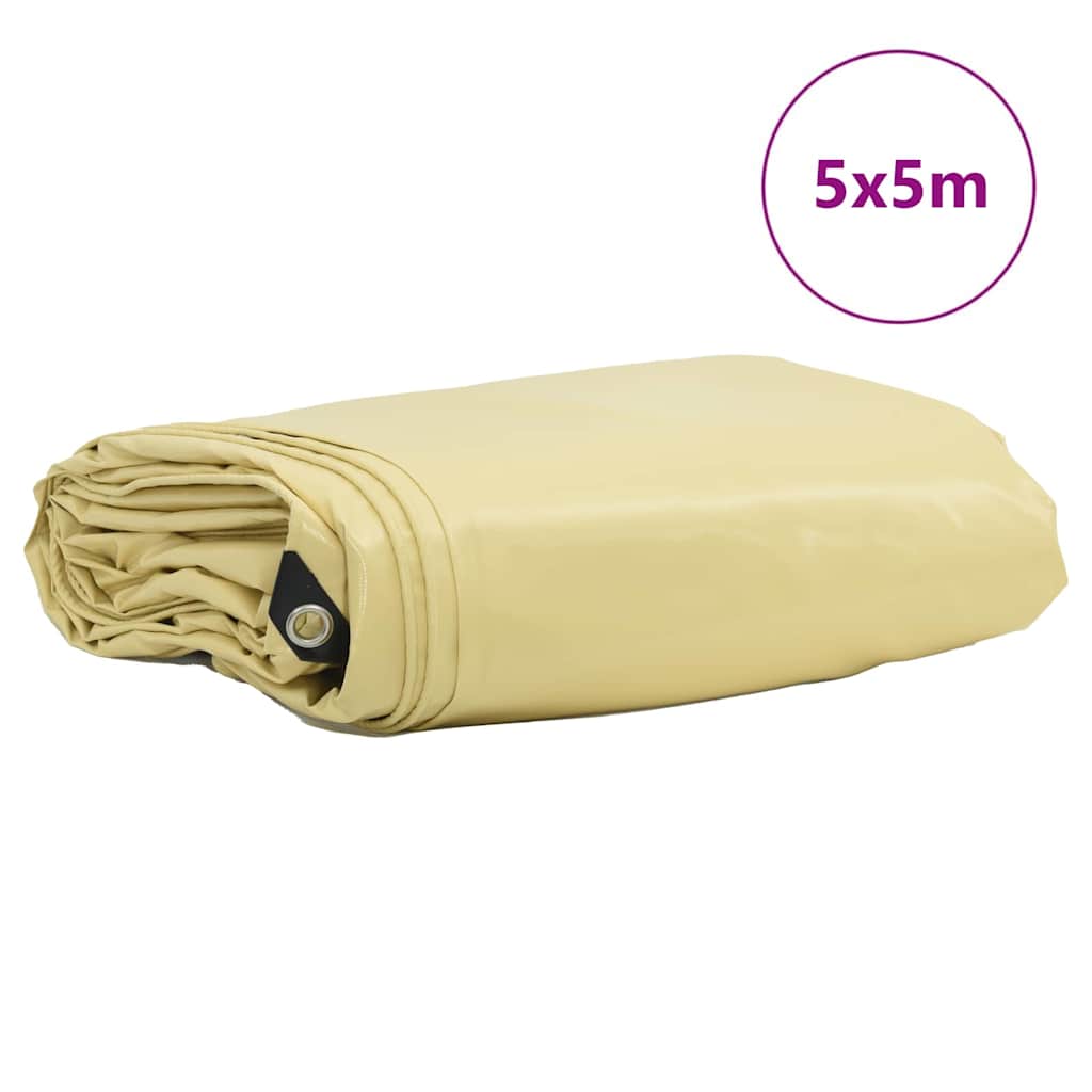 Tarpaulin 650g / m² Beige 5 x 5 m Canvas with PVC Coating