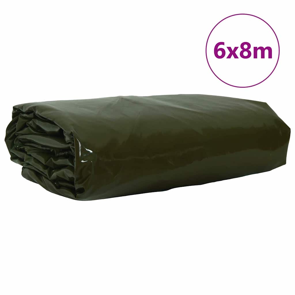 Tarpaulin 650g / m² Olive Green 6 x 8 m Canvas with PVC Coating