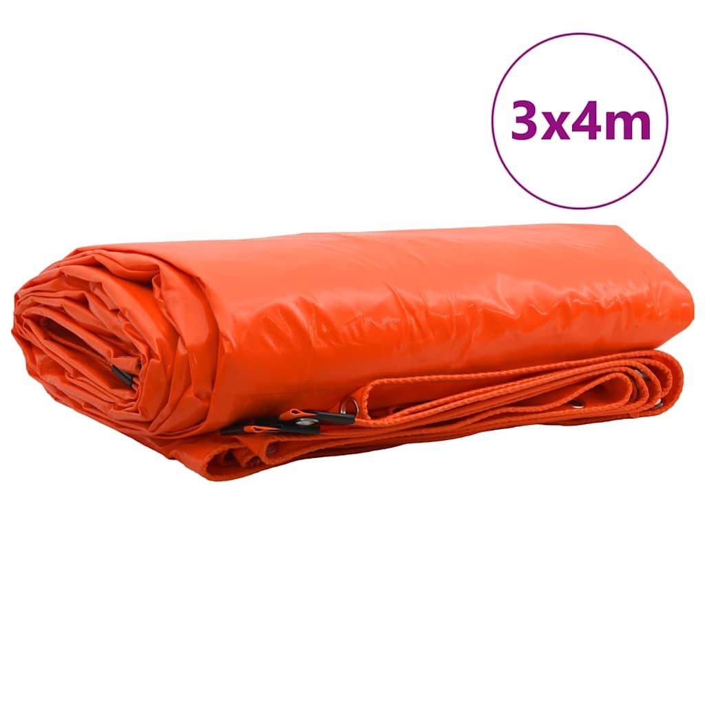 Tarpaulin 650g / m² Orange 3 x 4 m Canvas with PVC Coating