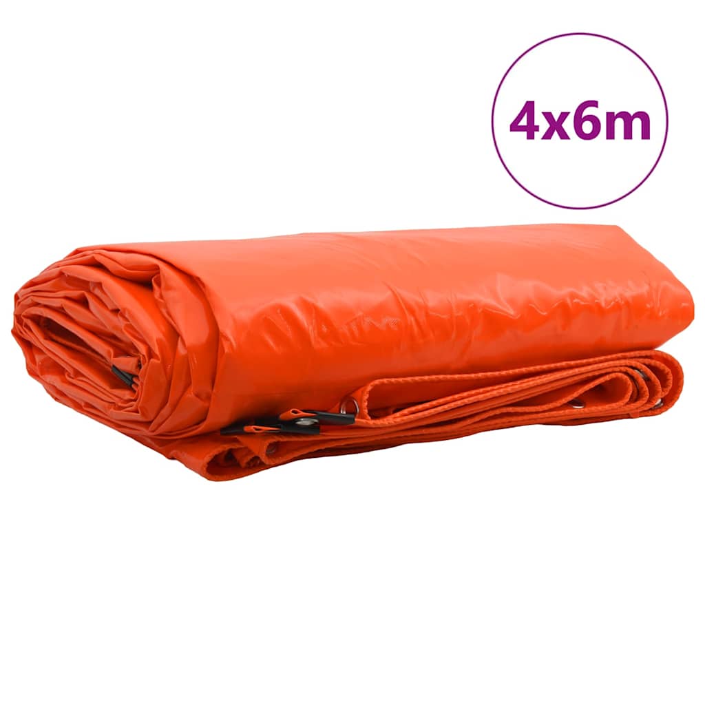 Tarpaulin 650g / m² Orange 4 x 6 m Canvas with PVC Coating