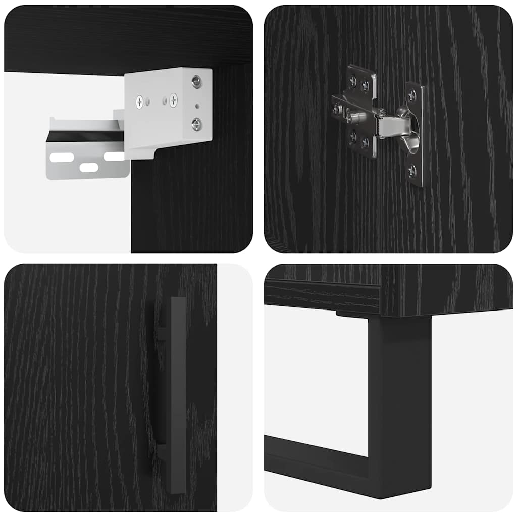 Highboard 2 pcs Black oak Engineered wood