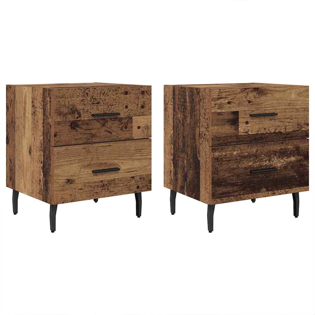 Bedside Cabinet with Drawer 2 pcs Old Wood 40 x 35 x 47.5 cm