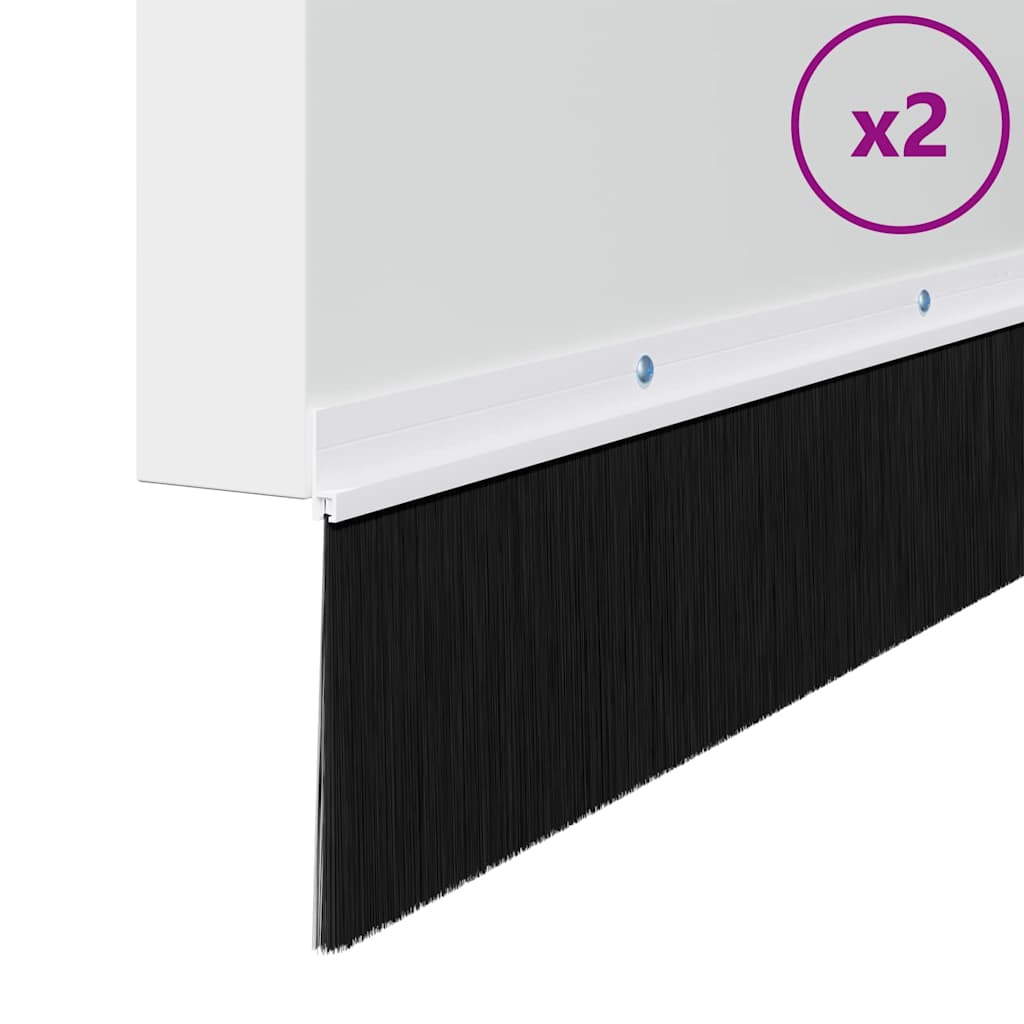 Screw-on Door Brush Seals 2 pcs White 100 cm Aluminium Alloy