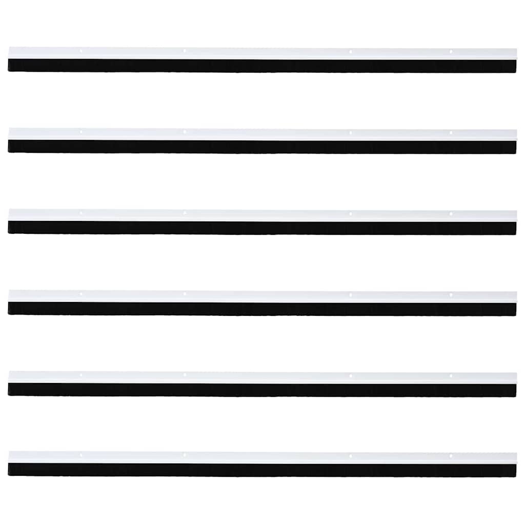 Screw-on Door Brush Seals 6 pcs White 100 cm Aluminium Alloy