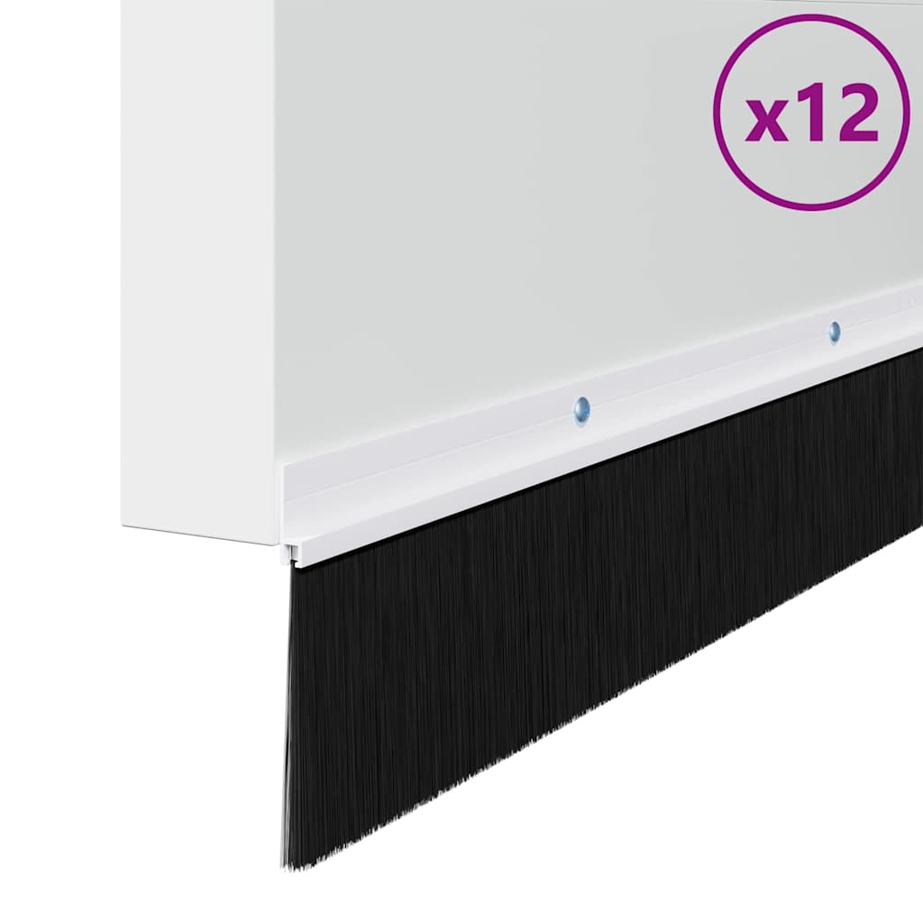 Screw-on Door Brush Seals 12 pcs White 100 cm Aluminium Alloy