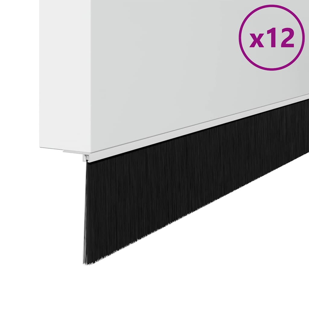 Screw-on Door Brush Seals 12 pcs White 100 cm Aluminium Alloy