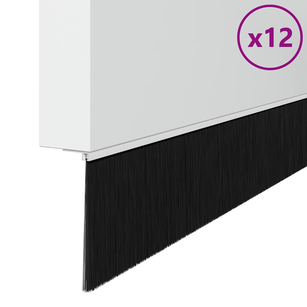 Screw-on Door Brush Seals 12 pcs White 100 cm Aluminium Alloy
